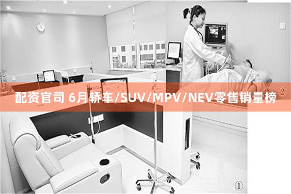 配资官司 6月轿车/SUV/MPV/NEV零售销量榜
