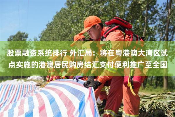 股票融资系统排行 外汇局：将在粤港澳大湾区试点实施的港澳居民购房结汇支付便利推广至全国